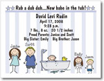 Pen At Hand Stick Figures Birth Announcements - Tub Wallpaper - Boy